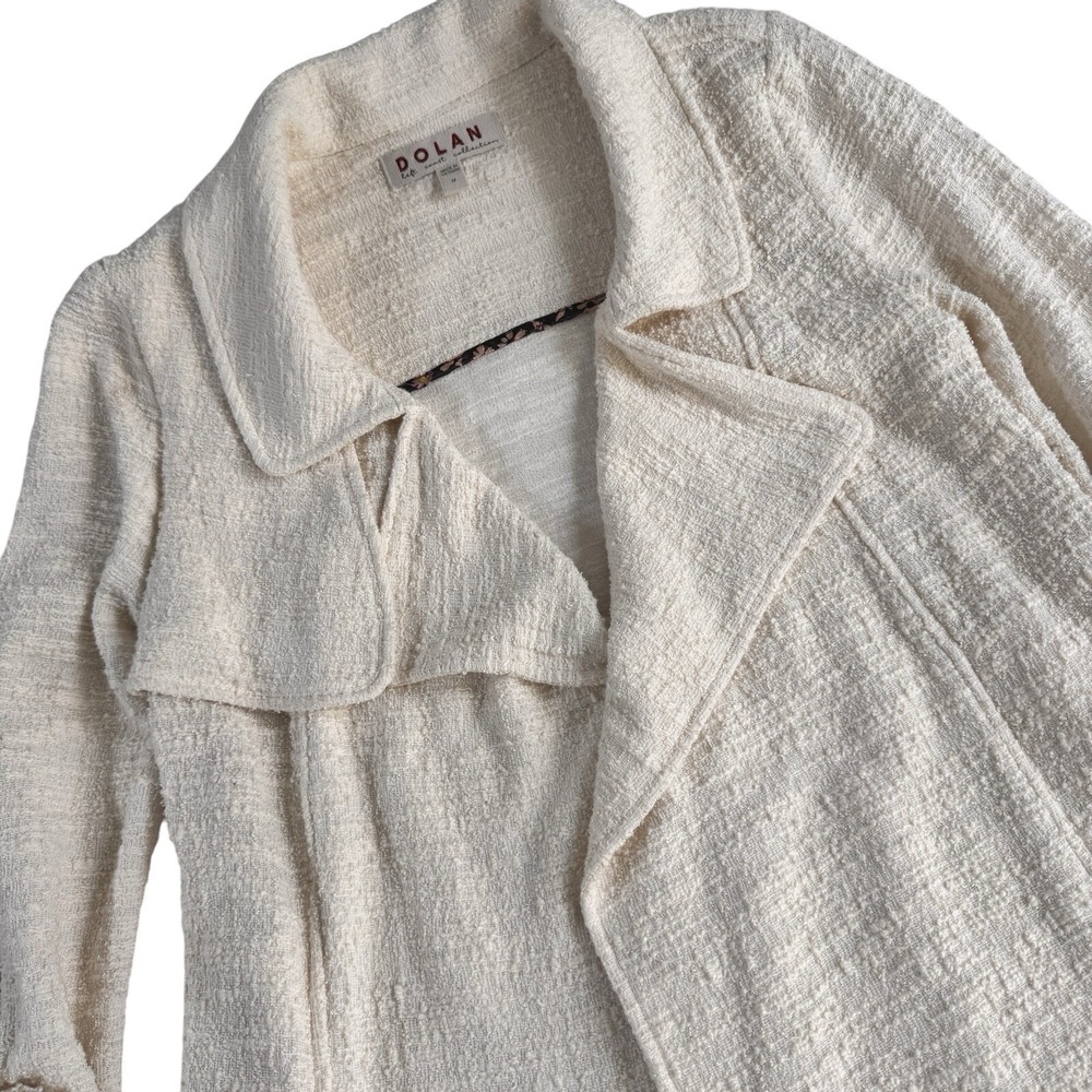 DOLAN Left Coast Open Cardigan Jacket Womens Medium Cream Roll Tab‎ Sleeve